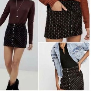 Free People Black Mini Skirt with White Accents